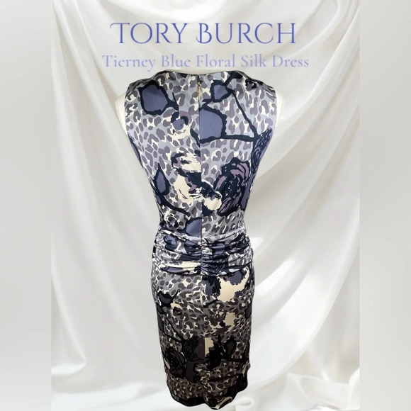 Tory Burch | Tierney Blue Floral Silk Dress - Picture 3 of 9
